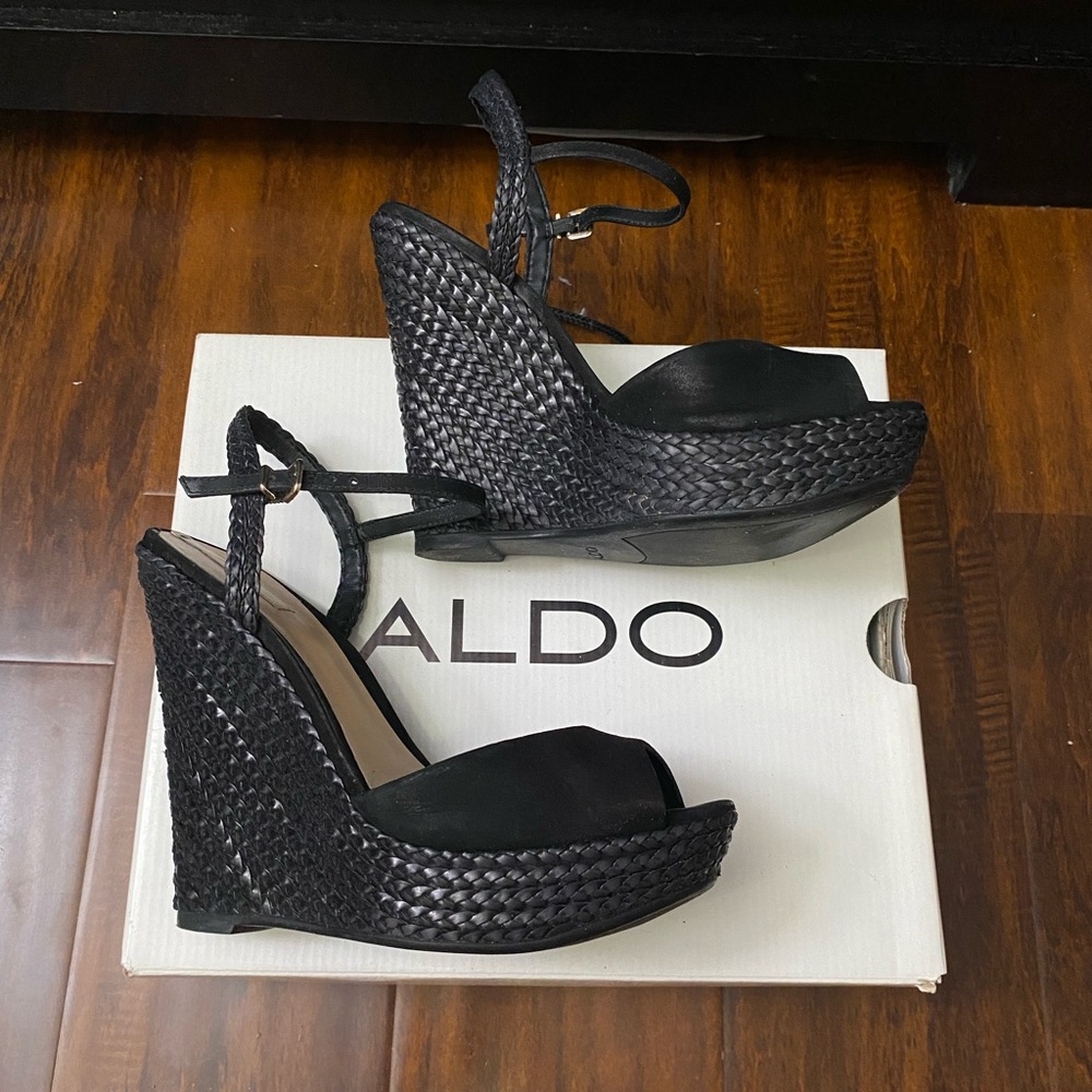 Aldo SHIZUKO Black Wedges - 5 inches tall, 1 inch platform.